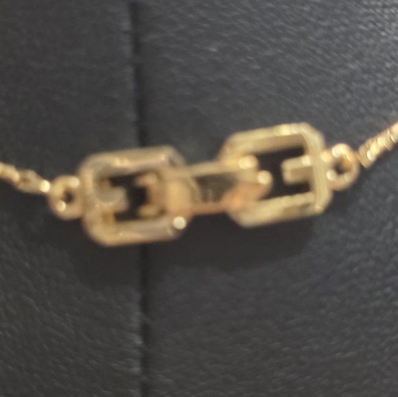 GIVENCHY G Logo Rhinestone Gold TonePendant Necklace - Picture 3 of 5